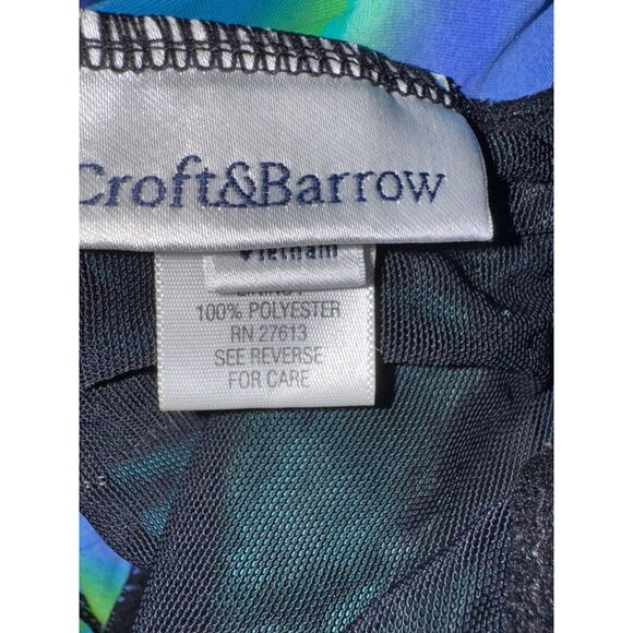 Croft & Barrow Womens One-Piece Swimsuit Size 14 Blue Green Floral Print Adjusta - Picture 3 of 7